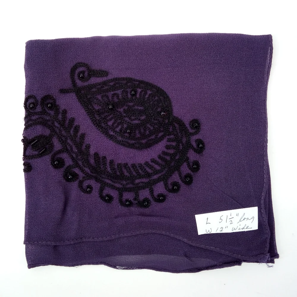 Vintage Purple Beaded Neck Scarf